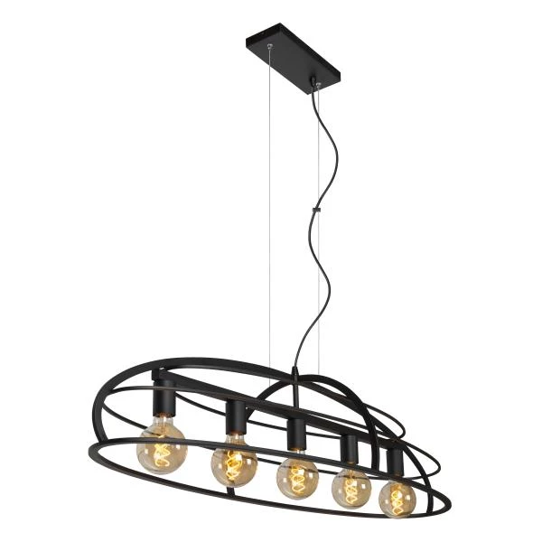 Lucide DIKRA - Pendant light - 5xE27 - Black - detail 3